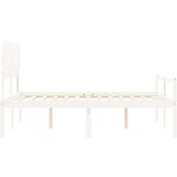vidaXL okvir kreveta s uzglavljem bijeli 140 x 190 cm od masivnog drva | shoptok.hr