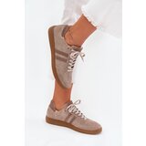 Zazoo Suede Low Sneakers Women Dark Beige N1068 | shoptok.hr