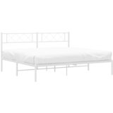  Metalni okvir za krevet s uzglavljem bijeli 193x203 cm | shoptok.hr