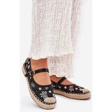 Boto Mesh Espadrilles With Embroidery On Platform Black Laxisa | shoptok.hr