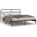  The Living Store Kovinski posteljni okvir z vzglavjem črn 183x203 cm - Posteljni Okvir, (21495682) | Shoptok.si