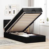  Otomanski okvir kreveta s madraca crni 80x200cm od tkanine | shoptok.hr