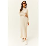 Olalook Women's Stone Crew Neck Long Knitwear Dress | shoptok.hr