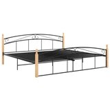 Kovina Posteljni okvir črna kovina in trdna hrastovina 200x200 cm | Shoptok.si