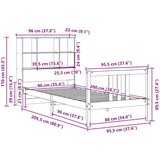 vidaXL Krevet s regalom za knjige bez madraca bijeli 90x200cm borovina | shoptok.hr