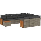 vidaXL 11-dijelni set vrtnih sofa od poliratana s jastucima sivi | shoptok.hr
