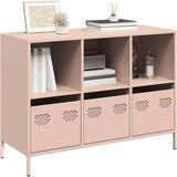 vidaXL Komoda ružičasta 101,5x39x73,5 cm hladno valjani čelik | shoptok.hr