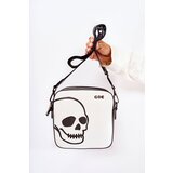 GOE Leather Messenger Bag W Pattern ZNJ013 Black and White