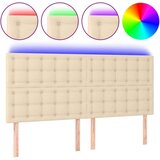  LED posteljno vzglavje krem 200x5x118/128 cm blago, (20932241) | Shoptok.si