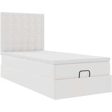 vidaXL Otomanski posteljni okvir z vzmetnico bel 100x200 cm um. usnje | Shoptok.si