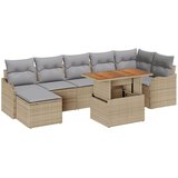 vidaXL set od 8 komada vrtnih sofa s jastučićima bež poli ratan, 2-sjedalni vrtni kauč s pohranom i jastučićima bež poli ratan | shoptok.hr