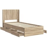  Krevetna konstrukcija s pohranom i uzglavljem Hrast sonoma Smeđa 100 x 200 cm | Shoptok.si