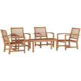  Sjedeća garnitura za vrt 5 kom. Prirodna Čvrsto teak drvo | shoptok.hr