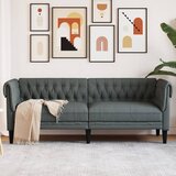 vidaXL Trosjed Chesterfield tamnosivi od tkanine Cijene