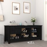 Ormarić za cipele crni 110 x 38 x 45,5 cm od masivne borovine | shoptok.hr