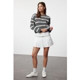 Trendyol Anthracite Crop Basic Striped Knitwear Sweater | shoptok.hr