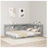 vidaXL postelja s knjižno omaro, konstruiran les, betonsko siva, 177,5×217,5×76,5 cm u