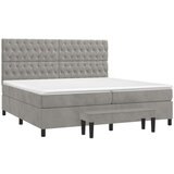  Krevet s oprugama i madracem svjetlosivi 200x200 cm baršunasti | shoptok.hr