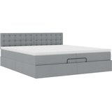 vidaXL Otomanski posteljni okvir z vzmetnicami siv 200x200 cm blago | Shoptok.si