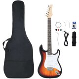 vidaXL Električna kitara za začetnike s torbo rjava in bela 4/4 39" | Shoptok.si