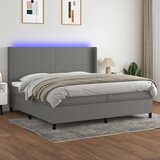 vidaXL Krevet box spring s madracem LED tamnosivi 200x200 cm tkanina Cijene