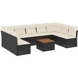  10-dijelni set vrtnih sofa s jastucima crni od poliratana | shoptok.hr