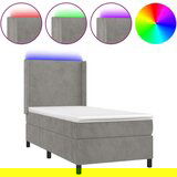  Box spring postelja z vzmetnico LED svetlo siva 80x200 cm žamet, (20789240) | Shoptok.si