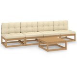 The Living Store Vrtna sedežna garnitura 5-delna z blazinami trdna borovina - Vrtna Sedežna Garnitura, (21460279) | Shoptok.si