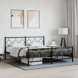  Metalni okvir kreveta uzglavlje i podnožje crni 183x213 cm | shoptok.hr