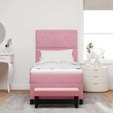 Box Postelja z vzmetnico z vzmetnico Roza 100 x 200 cm Žamet, (5000128470) | Shoptok.si