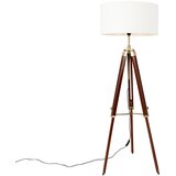 QAZQA Vintage talna svetilka iz medenine z belim senčnikom 50 cm stativ - Cortin | Shoptok.si