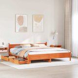 Maison Chic Posteljni okvir - Dvoposteljna postelja - Zakonska postelja brez vzmetnice vošč. rjav 180x200 cm borovina-J4546, (21767400) | Shoptok.si