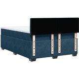 vidaXL Box spring postelja z vzmetnico modra 160x200 cm žamet | Shoptok.si
