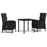  3-dijelni vrtni blagovaonski set s jastucima crni | shoptok.hr