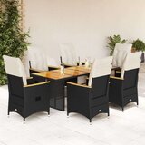 vidaXL Vrtna bistro garnitura 7-delna z blazinami črn poli ratan | Shoptok.si