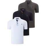 Dewberry TRIPLE SET T8560 MEN&#039;S T-SHIRT-BLACK-WHITE-KHAKI cijene