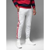 Ombre Men's sweatpants with piping and ribbing on legs - grey melange | ePonuda.com