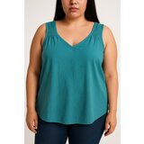 Fenzy Plus Size Bombažen Top, Petrol | Shoptok.si