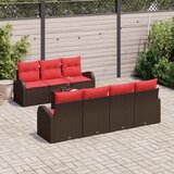  Set sofe 8 pcs Smeđa i crvena Poliester | shoptok.hr