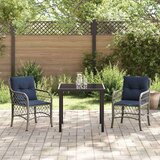  Vrtni set za objed s jastukom 3 pcs Siva i crna Ratan | shoptok.hr