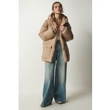  Women's Beige Hooded Down Jacket | shoptok.hr