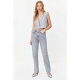 Trendyol Gray High Waist Long Straight Jeans | Shoptok.si