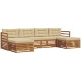  Setovi sofa s jastukom 6 pcs Prirodna i bež Čvrsto drvo akacije | shoptok.hr