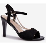 Sergio Leone Women's High Heel Eco Suede Sandals with Chain | shoptok.hr