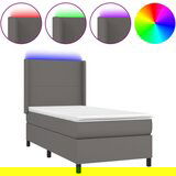 The Living Store Box spring postelja z vzmetnico LED siva 100x200cm umetno usnje - Box Spring Postelja, (21503886) | Shoptok.si