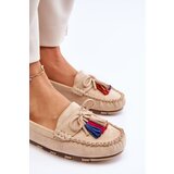 Boto Suede Loafers With Bow And Fringes Beige Dorine | shoptok.hr