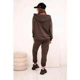Polski Women's cotton set with wide legs and zip-up hoodie burgundy | Shoptok.si