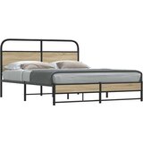 Maison Chic Kovinski Posteljni okvir - Dvoposteljna postelja - Zakonska postelja brez vzmetnice dimljen hrast 160x200cm, (21693688) | Shoptok.si