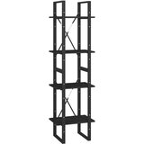 Furnova Knjižna omara 4-nadstropna črna 40x30x140 cm trdna borovina, (21950816) | Shoptok.si