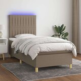  Box spring postelja z vzmetnico LED taupe 100x200 cm blago Cene